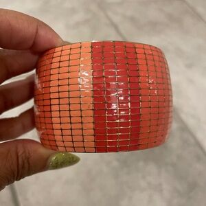 SIMONE I SMITH Disco Bangle Large 7” Coral 18k Gold Over Sterling Silver